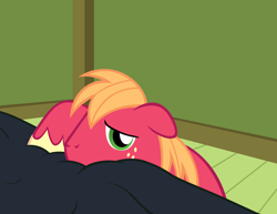 Size: 3300x2550 | Tagged: safe, artist:badumsquish, derpibooru exclusive, big macintosh, earth pony, pony, bed, behaving like a dog, big macindog, cute, looking at you, macabetes, male, offscreen character, pov, puppy dog eyes, solo, stallion