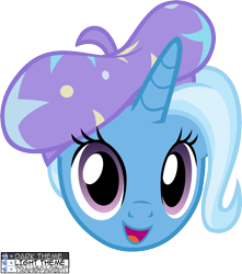 Size: 1274x1438 | Tagged: safe, artist:badumsquish, derpibooru exclusive, trixie, pony, unicorn, :d, badge, beret, best pony, bust, concept art, cute, derpibooru, derpibooru badge, diatrixes, female, grin, happy, looking at you, meta, portrait, simple background, solo, transparent background, vector