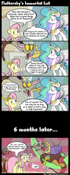 Size: 840x2100 | Tagged: safe, artist:subjectnumber2394, discord, fluttershy, princess celestia, alicorn, pegasus, pony, comic, discord lamp