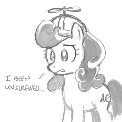 Size: 900x900 | Tagged: safe, artist:johnjoseco, screwball, earth pony, pony, female, grayscale, monochrome, sketch, solo, solo female, unscrewed