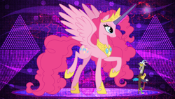 Size: 3840x2160 | Tagged: safe, artist:andoanimalia, artist:askometa, artist:estories, artist:laszlvfx, edit, idw, discord, pinkie pie, alicorn, pony, the ending of the end, spoiler:comic, spoiler:comic57, alicornified, bell, chaos pinkie, giant pony, grogar's bell, macro, pinkiecorn, princess of chaos, race swap, size difference, wallpaper, wallpaper edit, xk-class end-of-the-world scenario