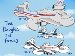 Size: 1280x960 | Tagged: safe, artist:goldenpansy, oc, oc only, original species, plane pony, pony, dc-10, dc-8, dc-9, flying, mcdonnell douglas, plane, sky