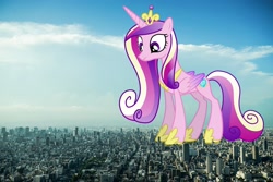 Size: 3840x2563 | Tagged: safe, artist:sakatagintoki117, princess cadance, alicorn, pony, female, giant pony, giantess, highrise ponies, irl, japan, macro, mare, photo, ponies in real life, solo, tokyo