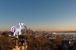 Size: 2918x1942 | Tagged: safe, artist:jeatz-axl, twilight velvet, pony, unicorn, city, female, giant pony, giantess, highrise ponies, irl, macro, photo, ponies in real life, seattle, space needle, washington (state)