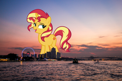 Size: 1280x853 | Tagged: safe, sunset shimmer, pony, bangkok, city, female, giant pony, giantess, highrise ponies, irl, macro, photo, ponies in real life, thailand