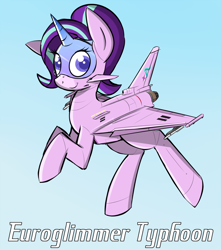 Size: 1500x1700 | Tagged: safe, artist:pandramodo, starlight glimmer, original species, plane pony, pony, aircraft, eurofighter typhoon, flying, plane, planeified, solo, species swap