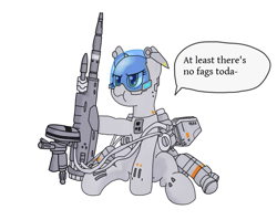 Size: 1026x818 | Tagged: safe, artist:fameng, original species, plane pony, pony, faggot, grumpy, plane, r-9d shooting star, r-type, scrunchy face, slur, sniper, solo, vulgar