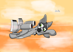 Size: 4200x3000 | Tagged: safe, artist:raptorpwn3, oc, original species, plane pony, pony, a-10 thunderbolt ii, crossover, female, flying, gau-8, mare, military, my little pony, plane