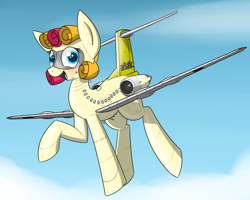 Size: 1280x1024 | Tagged: safe, artist:pandramodo, oc, oc only, oc:lola cloudmaker, original species, plane pony, pony, plane, planeified, solo, species swap