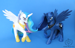 Size: 923x590 | Tagged: safe, artist:amandkyo-su, princess celestia, princess luna, alicorn, pony, brushable, custom, toy