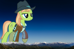 Size: 2001x1325 | Tagged: safe, artist:jeatz-axl, yuma spurs, pony, appleloosa resident, female, giant pony, giantess, highrise ponies, irl, macro, mare, mega giant, mountain, mountain range, photo, ponies in real life