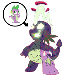 Size: 1600x1600 | Tagged: safe, artist:bearmation, spike, dragon, crossover, dynamax, gigantamax, glowing eyes, glowing mouth, macro, nightmare fuel, pokemon sword and shield, pokémon, simple background, transparent background