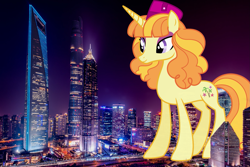 Size: 1805x1205 | Tagged: safe, artist:ambassad0r, tropical dream, pony, building, china, city, female, giant pony, giantess, highrise ponies, huangpu qu, irl, macro, mega giant, photo, ponies in real life, shanghai