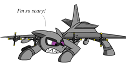 Size: 1360x816 | Tagged: safe, artist:pencil bolt, oc, oc only, oc:explosive angel, original species, plane pony, pony, ac-130, angry, plane, purple eyes