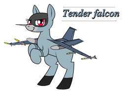 Size: 1128x850 | Tagged: safe, artist:pencil bolt, oc, oc only, oc:tender falcon, original species, plane pony, pony, f-16 fighting falcon, female, looking at you, plane, red eyes, simple background, smiley face, smiling, solo, white background