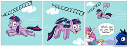 Size: 850x312 | Tagged: safe, artist:fadri, princess celestia, princess luna, twilight sparkle, twilight sparkle (alicorn), alicorn, pony, comic:and that's how equestria was made, and that's how equestria was made, comic, female, hilarious in hindsight, mare