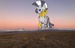 Size: 2000x1290 | Tagged: safe, artist:baumkuchenpony, zecora, zebra, chile, desert, female, giantess, highrise ponies, irl, macro, mega giant, mountain, photo, ponies in real life