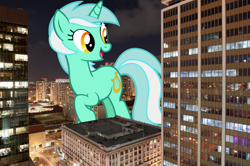 Size: 2300x1530 | Tagged: safe, lyra heartstrings, pony, unicorn, building, california, city, female, giant pony, giantess, highrise ponies, irl, macro, photo, ponies in real life, san diego