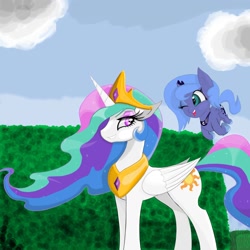 Size: 2250x2250 | Tagged: safe, artist:falco9998, princess celestia, princess luna, alicorn, pony, woona