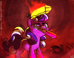 Size: 1500x1180 | Tagged: safe, artist:atryl, screwball, earth pony, pony, baseball bat, female, mouth hold, nailbat, solo female, the trotting dead, the walking dead, tongue hold, tongue out