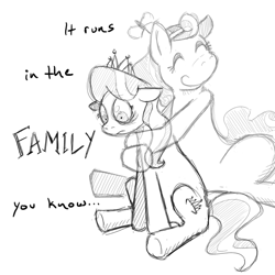 Size: 600x600 | Tagged: safe, artist:nemospecific, diamond tiara, screwball, earth pony, pony, accessory, duo, duo female, female, filly, grave implications, monochrome, sad, tiara