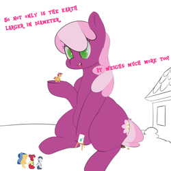 Size: 2200x2200 | Tagged: safe, artist:askcanadash, apple bloom, archer (character), button mash, cheerilee, noi, rumble, scootablue, scootaloo, earth pony, pegasus, pony, unicorn, butt crush, earth, female, giant pony, macro, male, moon, text