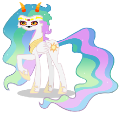 Size: 464x439 | Tagged: safe, princess celestia, alicorn, pony, feferi peixes, female, homestuck, mare, multicolored mane, solo, white coat