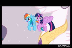 Size: 1288x858 | Tagged: safe, edit, edited screencap, editor:teren rogriss, screencap, princess celestia, rainbow dash, twilight sparkle, twilight sparkle (alicorn), alicorn, pegasus, pony, female, giant pony, giantess, giantlestia, macro, princess molestia, this will not end well