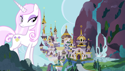 Size: 3840x2160 | Tagged: safe, artist:90sigma, artist:jaredking203, artist:mlp-vector-collabs, fancypants, fleur-de-lis, pony, unicorn, canterlot, castle, female, giant pony, giantess, macro, male, size difference