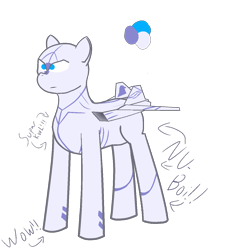 Size: 1264x1344 | Tagged: safe, artist:not-immortal, oc, oc only, original species, plane pony, pony, arrow, blaze (coat marking), boi, caption, captions, f-22 raptor, frown, lidded eyes, male, meme, misspelling, plane, reference, serious, serious face, simple background, solo, stallion, text, transparent background, wow