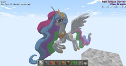 Size: 900x476 | Tagged: safe, princess celestia, alicorn, pony, 3d, ethereal mane, female, flying, game screencap, mare, minecraft, solo