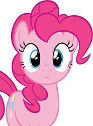 Size: 1350x1823 | Tagged: safe, artist:badumsquish, derpibooru exclusive, pinkie pie, earth pony, pony, 28 pranks later, :<, cute, diapinkes, female, looking at you, shocked, simple background, solo, surprised, transparent, transparent background, vector, wide eyes