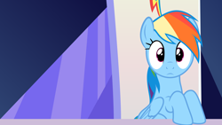 Size: 3840x2160 | Tagged: safe, artist:badumsquish, derpibooru exclusive, rainbow dash, pegasus, pony, 28 pranks later, :<, cute, female, frown, looking at you, shocked, sitting, solo, surprised, wallpaper, wide eyes