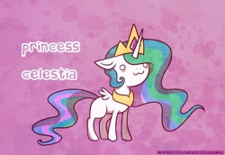 Size: 1251x863 | Tagged: safe, artist:cappydarn, princess celestia, alicorn, pony, :3, chibi, english, solo, text