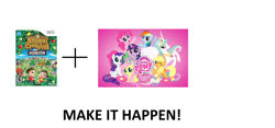 Size: 1674x782 | Tagged: safe, applejack, fluttershy, pinkie pie, princess celestia, rainbow dash, rarity, spike, twilight sparkle, alicorn, dragon, earth pony, pegasus, pony, unicorn, animal crossing, crossover, exploitable meme, make it happen, nintendo