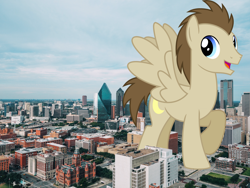 Size: 3840x2880 | Tagged: safe, artist:chainchomp2 edit, artist:jerryakiraclassics19, crescent pony, mane moon, pegasus, pony, building, city, dallas, giant pony, highrise ponies, irl, macro, male, mega giant, photo, ponies in real life, spread wings, wings