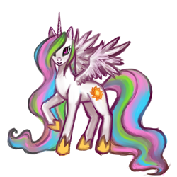 Size: 1024x1024 | Tagged: safe, artist:nyarmarr, princess celestia, alicorn, pony, female, mare, multicolored mane, solo, white coat