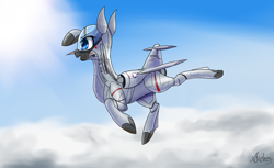 Size: 3600x2200 | Tagged: safe, artist:andromailus, original species, plane pony, pony, cloud, f-104 starfighter, plane, solo