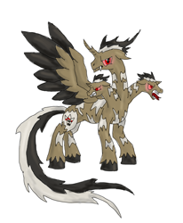 Size: 1024x1244 | Tagged: safe, alicorn, kaiju pony, pony, eldritch abomination, godzilla (series), keizer ghidorah, multiple heads, ponified, solo, three heads, three-headed pony