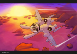 Size: 2000x1414 | Tagged: safe, artist:satv12, oc, oc:blitz, original species, plane pony, pony, a-10 thunderbolt ii, female, plane, solo, sunset