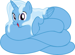 Size: 2620x1921 | Tagged: safe, artist:badumsquish, derpibooru exclusive, trixie, alicorn, lamia, original species, coils, female, lamiafied, looking at you, open mouth, prone, race swap, simple background, slime, smiling, solo, species swap, transparent background, trixiechidna, trixiecorn