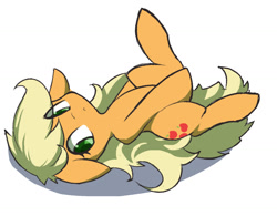 Size: 1520x1184 | Tagged: safe, artist:ccc, applejack, earth pony, pony, cute, female, jackabetes, lying down, mare, simple background, solo, white background