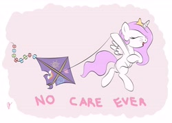 Size: 6600x4736 | Tagged: safe, artist:shadawg, princess celestia, alicorn, pony, absurd resolution, blank flank, cewestia, cute, cutelestia, filly, kite, pink-mane celestia, solo