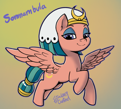Size: 1403x1260 | Tagged: safe, artist:soulcentinel, somnambula, pegasus, pony, female, flying, lidded eyes, mare, solo, spread wings, wings