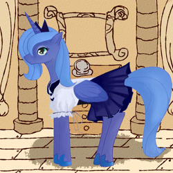 Size: 1500x1500 | Tagged: dead source, safe, artist:jesrartes, princess luna, alicorn, pony, clothes, female, maid, mare, paint tool sai, s1 luna, solo