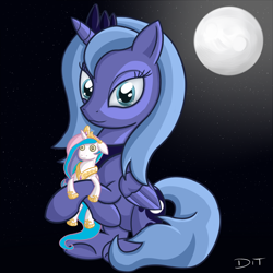 Size: 2000x2000 | Tagged: dead source, safe, artist:denial-is-tragic, princess celestia, princess luna, alicorn, pony, doll, hoof shoes, moon, s1 luna, solo