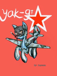 Size: 900x1200 | Tagged: safe, artist:смуглнка, original species, plane pony, pony, fighter, plane, solo, soviet, yak-9t