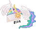 Size: 75x60 | Tagged: safe, artist:elsalee, princess celestia, alicorn, pony, cakelestia, literal, pixel art