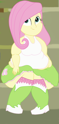 Size: 969x2025 | Tagged: safe, artist:lupin quill, fluttershy, equestria girls, bbw, bingo wings, fat, fattershy, muffin top, obese, scene interpretation, sitting, solo, wide hips