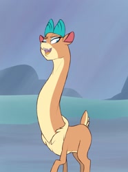 Size: 953x1280 | Tagged: safe, artist:astr0zone, velvet reindeer, deer, reindeer, them's fightin' herds, community related, fluffy, impossibly long neck, long neck, necc, smug, solo, tall
